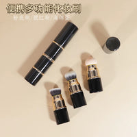 2024 New Mini Portable Detachable 3-in-1 Makeup Brush Set with Cap for Travel - Foundation, Powder, Blush