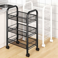Multi-Layer Carbon Steel Kitchen Storage Cart with Wheels