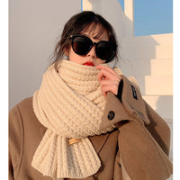 Korean Style Solid Color Knitted Scarf for Women, Warm and Fashionable