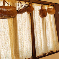 Japanese Style Cotton Daisy Tassel Valance Kitchen Rod Pocket Half Curtain