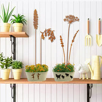 Rustic Iron Fern Lily of the Valley Dandelion Garden Stakes Outdoor Yard Decor