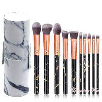 10-Piece Marble Handle Makeup Brush Set with PU Storage