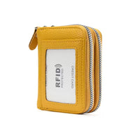 RFID Blocking Accordion Card Holder with Double Zipper Coin Purse