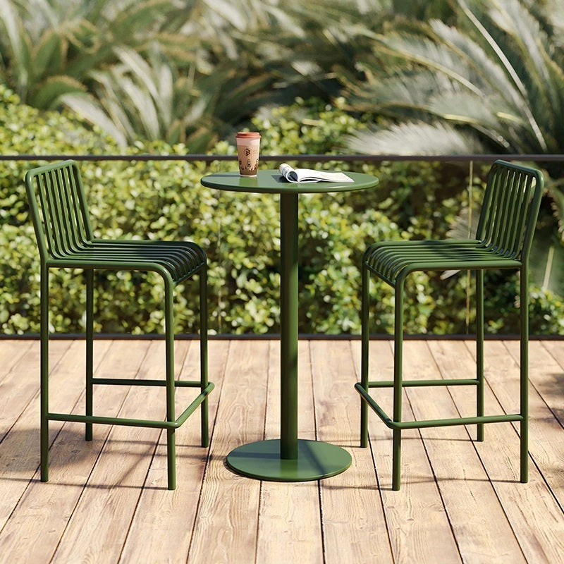 Outdoor Balcony Bistro Set, High-Top Patio Bar Table and Chairs for Small Spaces, Garden, Cafe