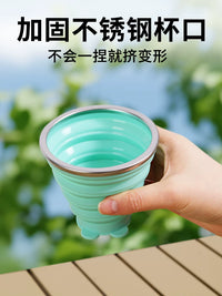 Collapsible Silicone Travel Cup with Lanyard - 2 Pack, 250ml
