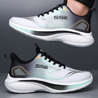 Men's Summer Ice Silk Mesh Breathable Running Shoes Lightweight Shock-Absorbing EVA Lace-Up Sneakers