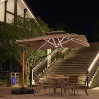 Outdoor Patio Umbrella with Wood Grain Finish, Hydraulic Lift, and Water Base for Garden Balcony