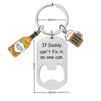 Stainless Steel Keychain with DIY Engraving Pendant, Bottle Opener, Gift for Boyfriend/Father's Day