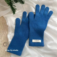 100% Merino Wool Touchscreen Gloves for Women, Thickened Warm Winter Full Finger Gloves