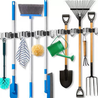 Wall Mounted Mop and Broom Holder Heavy Duty Stainless Steel Storage Rack Garden Garage Tool Organizer