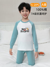Kids' Pure Cotton Thermal Underwear Set for Boys, Thin Long Johns and Pajamas