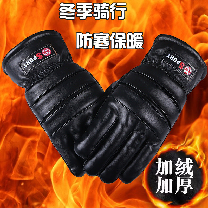 Winter Warm Touchscreen Leather Gloves for Men and Women, Thickened Fleece Lined, Anti-slip for Cycling
