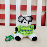 Pilot Panda Plush Keychain for Bags and Cars