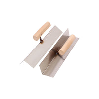Stainless Steel Corner Trowel with Wooden Handle for Plastering and Cement Work