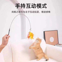 Suction Cup Cat Teaser Wand Toy with Feather Refills for Kitten Play and Interaction