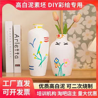 DIY Ceramic Vase Blank for Painting and Crafting, High White Clay Unfinished Pottery Model