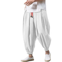 Men's Linen Harem Pants Loose Cotton Linen Joggers Wide Leg Trousers
