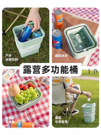 Foldable Car Trash Can with Umbrella Storage, Portable Vehicle Waste Bin for Travel and Camping