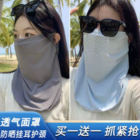 Unisex Ice Silk Sun Protection Face Mask with Ear Loops for Outdoor Cycling