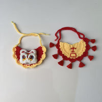 Pet New Year Bandana and Hat Set for Dogs and Cats - Festive Lion Dance Dragon Hat and Scarf