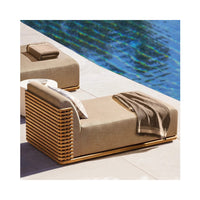 Nordic Outdoor Teak Sofa Set with Quick-Dry Cushions, All-Weather Wicker Rattan Furniture for Patio, Villa, Hotel