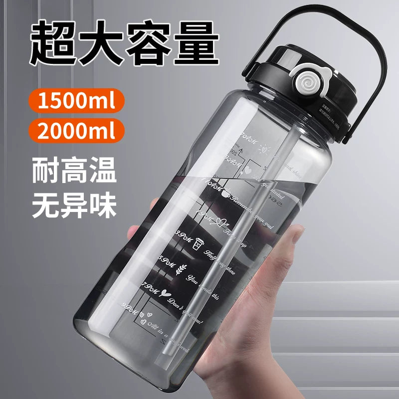Large Capacity 2L Water Bottle with Handle, Leakproof Tritan Sports Water Jug for Gym, Outdoor, and Travel
