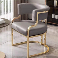 Hair Salon Styling Chair with Gold Plated Base, PU Leather Swivel Recliner for Barber Shops