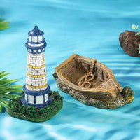 Mediterranean Style Resin Lighthouse Ornament for Home and Aquarium Decor