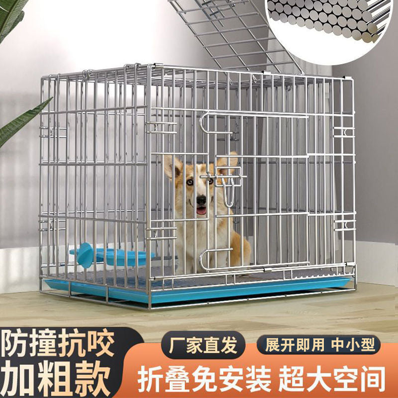 Durable Foldable Pet Cage for Small to Medium Dogs and Cats, Easy Assembly
