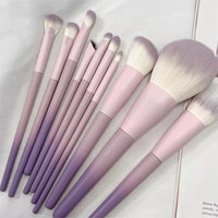 10-Piece Lilac Makeup Brush Set with Storage Bag for Powder and Eyeshadow