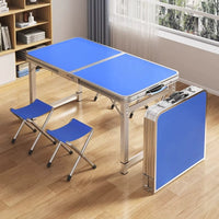 Portable Folding Camping Table with 4 Stools, 120cm Outdoor Picnic & Market Stall Table