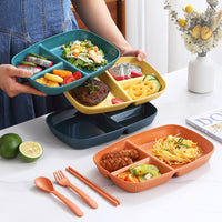 Wheat Straw Divided Dinner Plate Set for Kids and Adults, 3-Compartment, Anti-fall, Heat-Resistant, Eco-Friendly