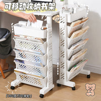 Multifunctional Rolling Storage Cart with Wheels, 5-Tier Bookshelf and Organizer for Classroom, Office, or Kitchen