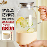 Large Capacity High Borosilicate Glass Cold Water Pitcher for Refrigerator, Heat Resistant Cold Brew Tea Pot