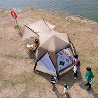 Automatic Pop-Up Camping Tent, Double-Layer Waterproof Sunshade with Black Glue Coating, Aluminum Pole Design
