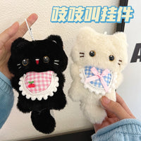 Cute Plush Squeaky Cat & Rabbit Doll Keychain Backpack Charm Couple Gift