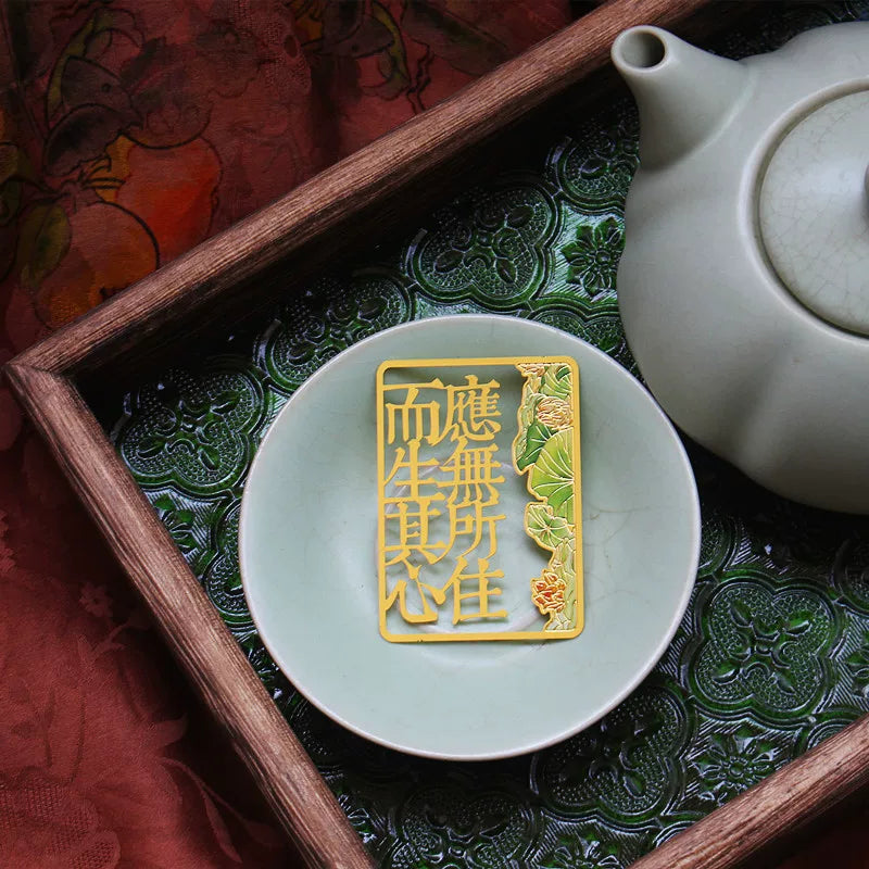 Diamond Sutra Verse Brass Hollow Bookmark Chinese Classical Style Gift