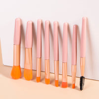 8-Piece Portable Fiber Makeup Brush Set for Face and Cheeks