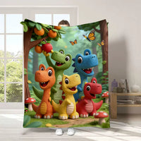 Jurassic Dinosaur Flannel Blanket for Kids - Cartoon Dino Baby Throw Blanket