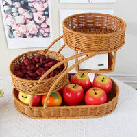 Multi-layer Imitation Rattan Fruit Basket Snack Candy Display Stand