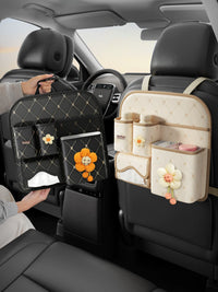 Car Seat Back Organizer with Tissue Box and Trash Can, Multi-functional Storage Bag for Vehicle Rear Seat