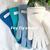 100% Merino Wool Touchscreen Gloves for Women, Thickened Warm Winter Full Finger Gloves