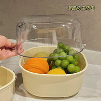 Double-Layer Drain Basket for Fruits and Vegetables, PP Material, Multi-functional Storage and Washing