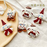 Korean Style Teddy Dog and Rabbit Plush Brooch for Bags and Kids' Clothing Decoration