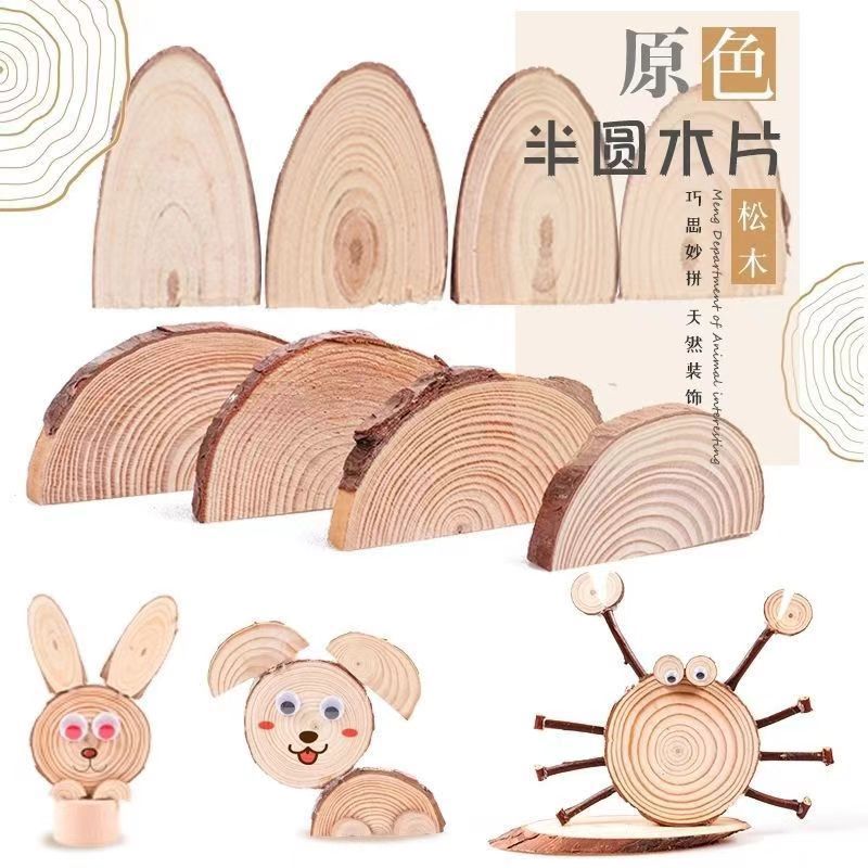 Half-Round Wood Slices for DIY Crafts, Painting, and Decorations