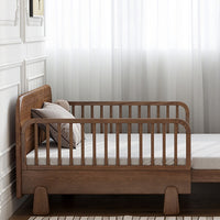 WangHeng Solid Wood Kids Bed with Guardrail, Extendable Toddler Bed for Boys and Girls, Princess Style