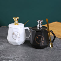 Ceramic Couple Coffee Mug Gift Set with Heart Design, 400ml