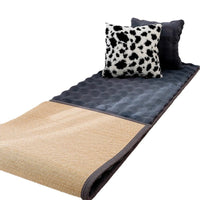Reversible Faux Rabbit Fur & Bamboo Bay Window Cushion, Luxury Bedroom Balcony Seat Pad, All-Season