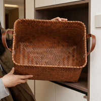Handwoven Imitation Rattan Storage Basket for Laundry and Sundries