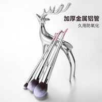 Nine-Color Deer 9-15 Piece Makeup Brush Set with Soft Fiber Bristles and Antler Handle